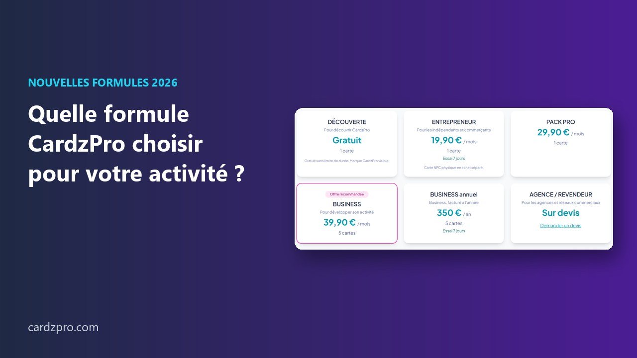 Nouvelles formules CardzPro 2026 : laquelle choisir pour votre activité ?